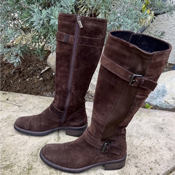 Aquatalia Women's Brown Suede Buckle Riding Boots Size 9 - Picture 3 of 11
